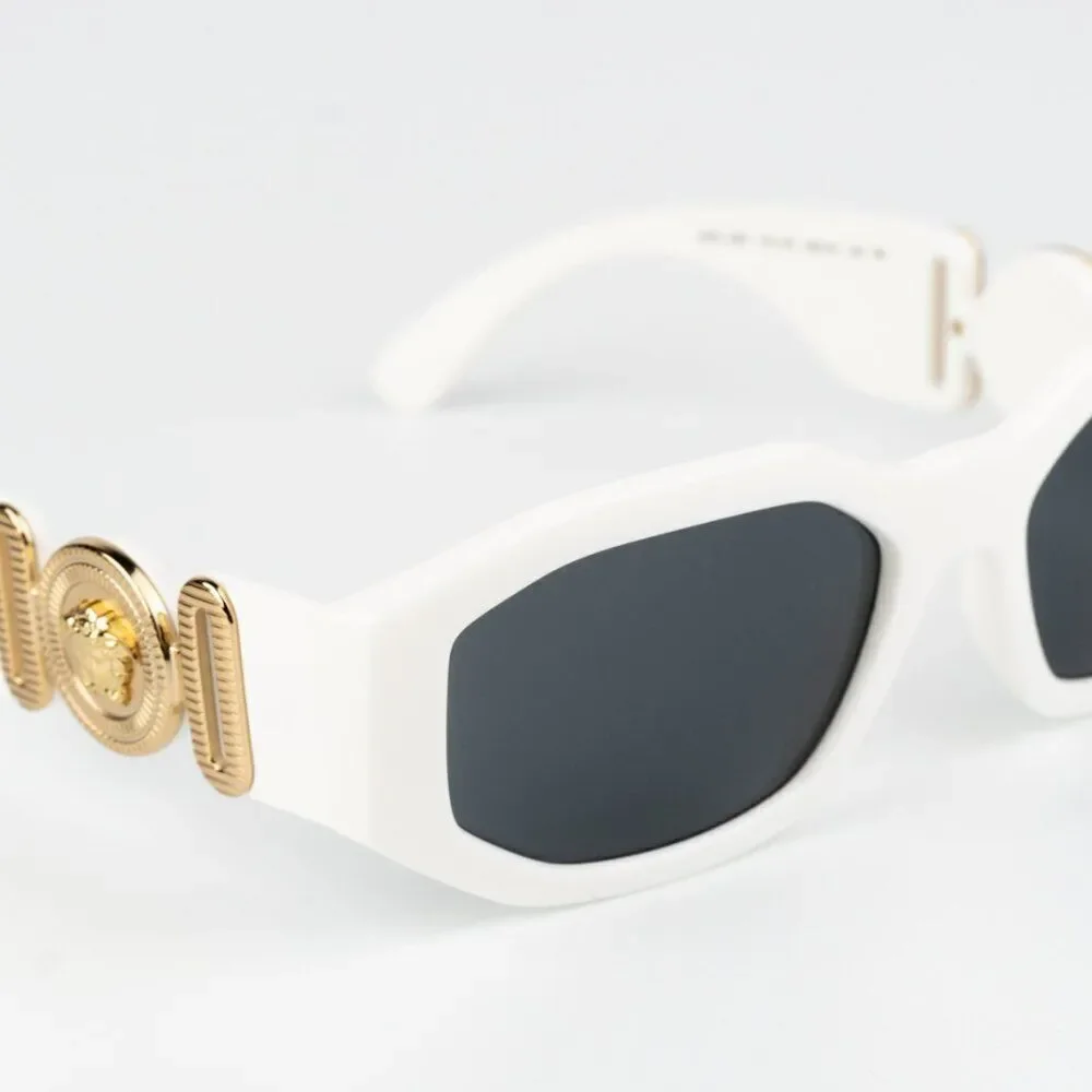 NEW Versace VE4361 401/87 Medusa Biggie White Grey Rectangle Unisex Sunglasses